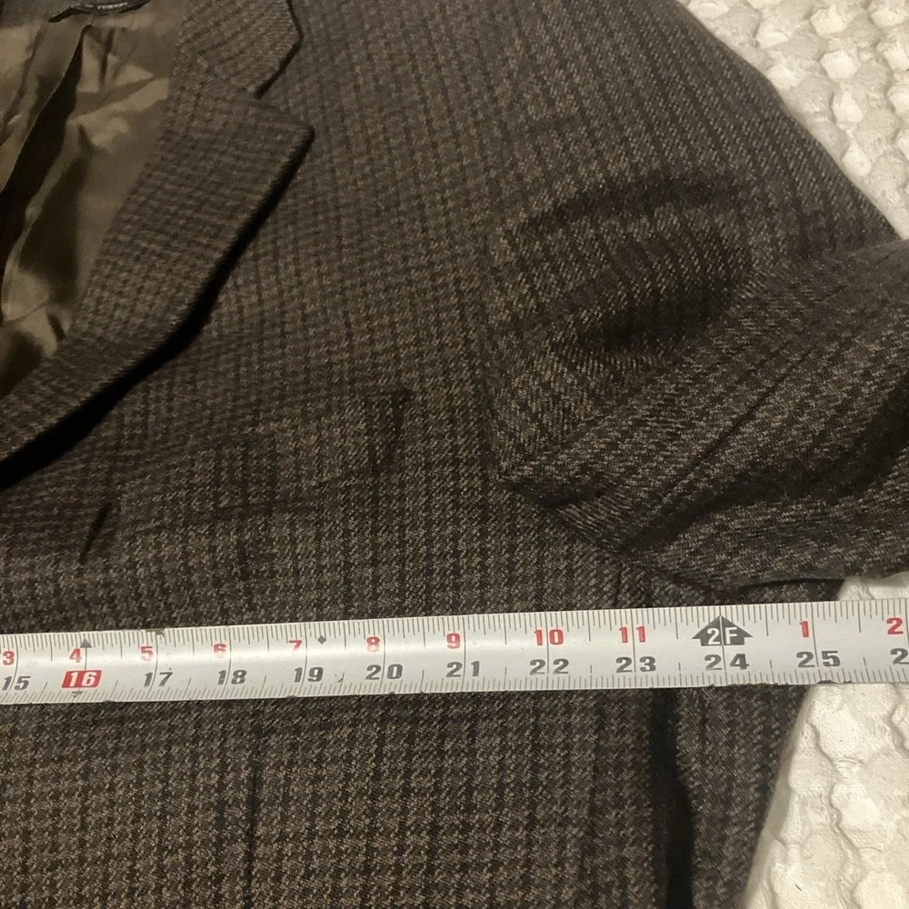 Joseph & Feiss Mens 46R 3 Button‎ Lambswool Sports Coat Brown Houndstooth